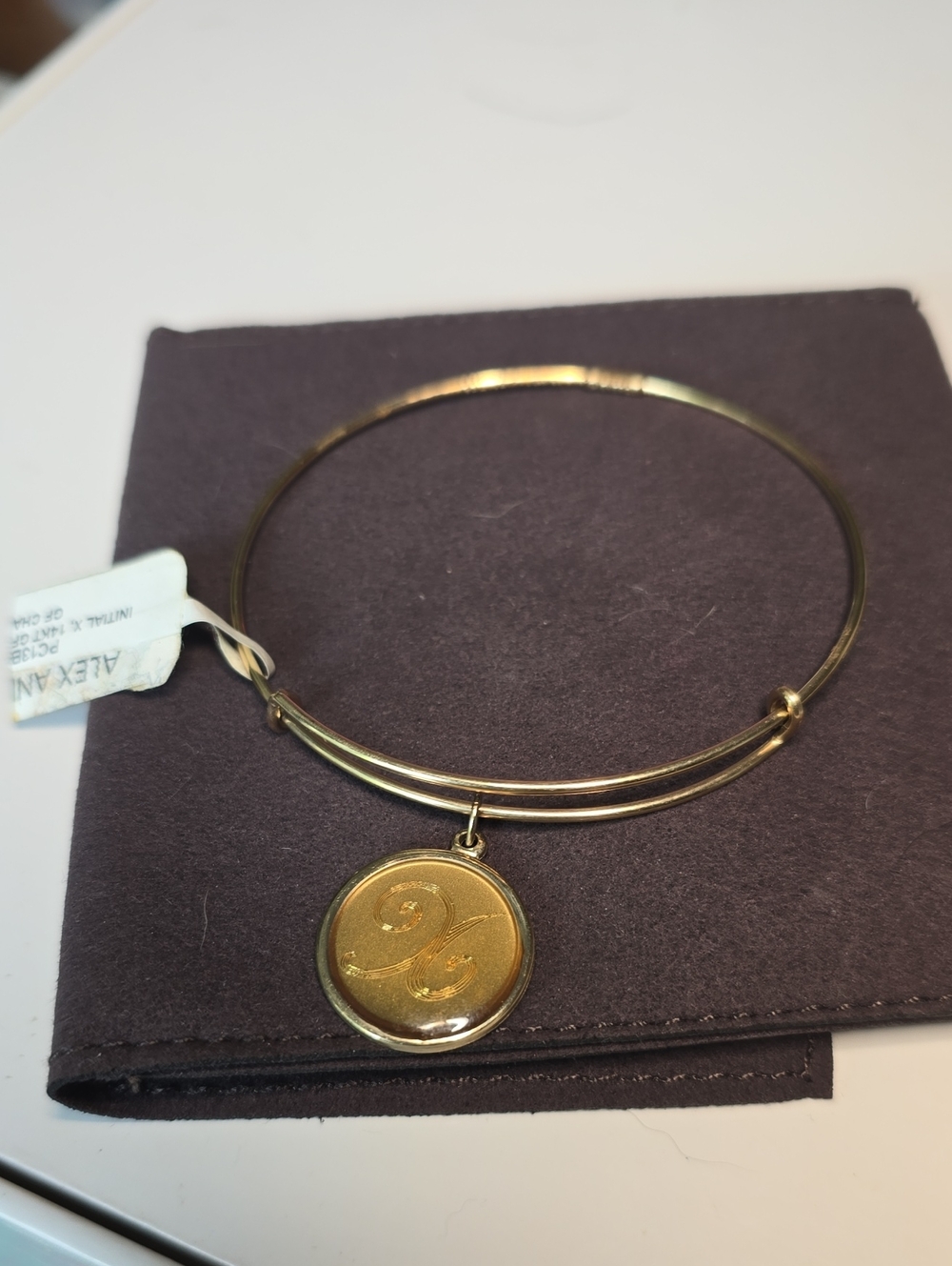 NWT Alex &Ani Letter X gold Filled Bangle